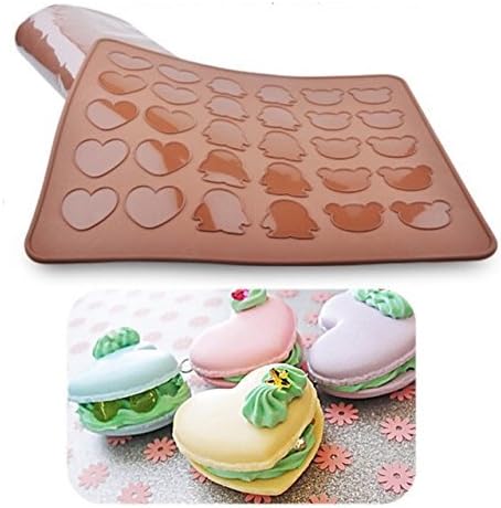 beicemania® Silicone Classic Bear Heart Penguin Macaron Baking Mat for 15 Macarons Macaroons Biscuits Cookies