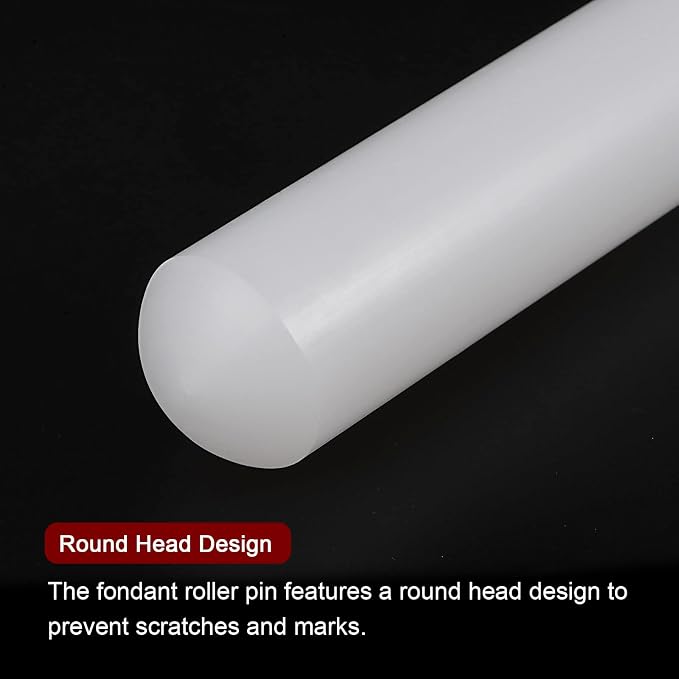 HARFINGTON Fondant Rolling Pin PP 50cm x 2.5cm Non Stick for Baking White