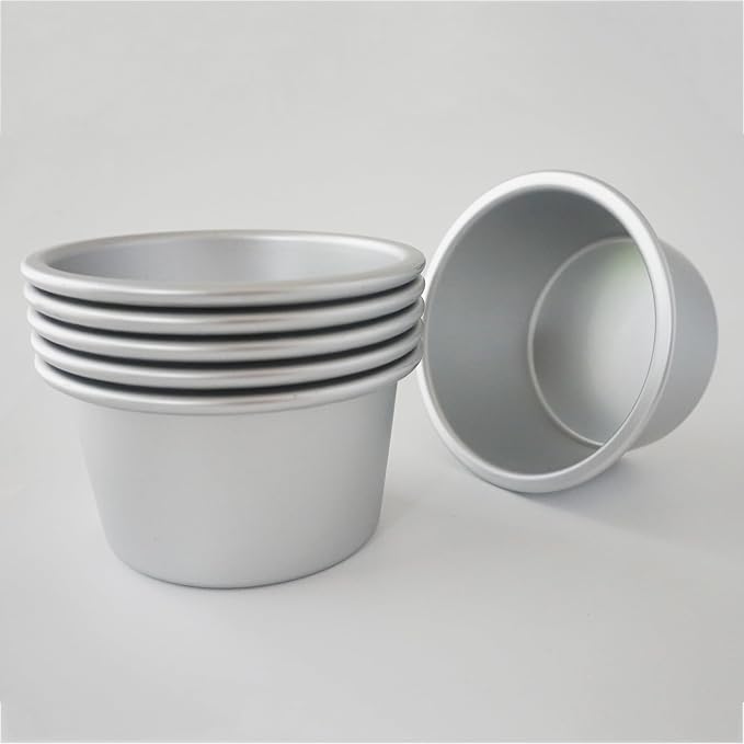 Aluminum Tart Pan Set, 6 PCS Popover Pan Single Serving Pastry, Large Muffin Pans, Baking Tool for Egg Tart, Yorkshire, Cupcake, Baba Au Rhum, Pot Pie (3.82x 2.95x 2.05 Inch)
