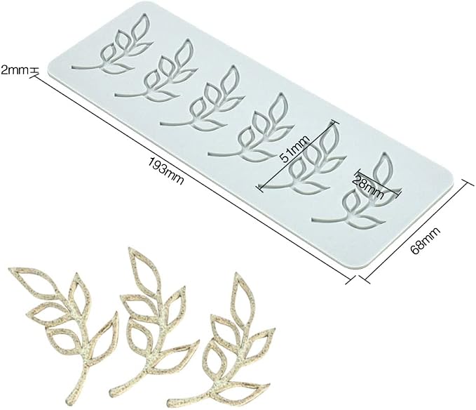 Fondant Silicone Moulds Tropical Leaves Silicone Imprint Mat Gum Paste Press Mold for Cake Chocolate Cupcake Decorating Cake Toppers Candy Cookies Resin Sugarcraft (D_7.72x2.72x0.12inch)