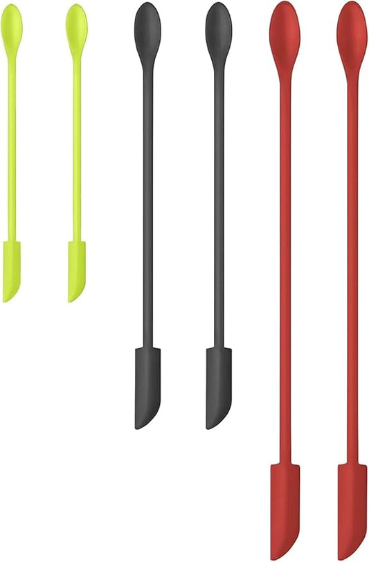 Silicone Spatula Set (6Pcs) - Mini Scraper Tool for Beauty & Food - Reach Every Last Drop, Multi-Size Spatulas for Makeup Jars, Lotion Bottles & Kitchen Containers