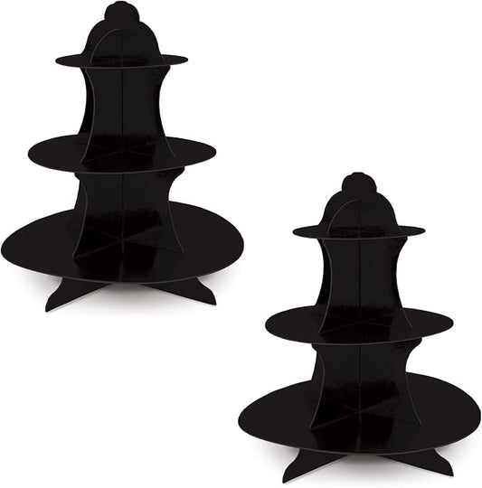 Beistle 2 Piece Durable Boardstock 3-Tier Cupcake Stands for Birthday Parties, Wedding Reception Centerpieces, Halloween Dessert Holders