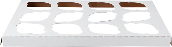 10 Pack 12-Cupcake Inserts for 14 x 10 Bakery Boxes, Reversible White Kraft | Holds Standard Cupcakes Securely