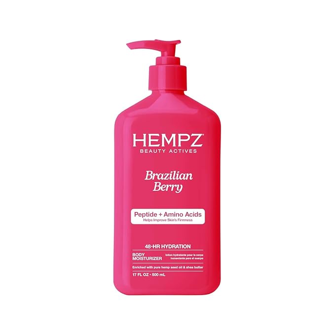 Hempz Brazilian Berry Beauty Actives Lotion with Peptides and Amino Acids,Hydrating and Firming Moisturizer for Body,Hands-and Feet 17 oz.,(Pack of 2)