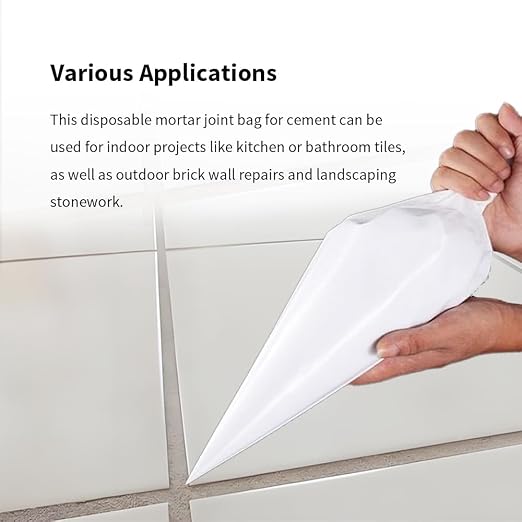 10 Pcs Thickened Disposable Plastic Grout Bags for Tuck Pointing Masonry Mortar and Grouting Squeeze Piping Bag for Shower Tile Cement Brick Ceramic Caulk (11x19 Inch)