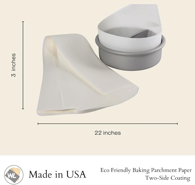 3 X 22 Inches Cake Pan Liner Strips Parchment Paper Baking 100 Sheets | Worthy Liners Non-Stick Precut Baking Parchment, Perfect for Cake Pan, Springform Pans
