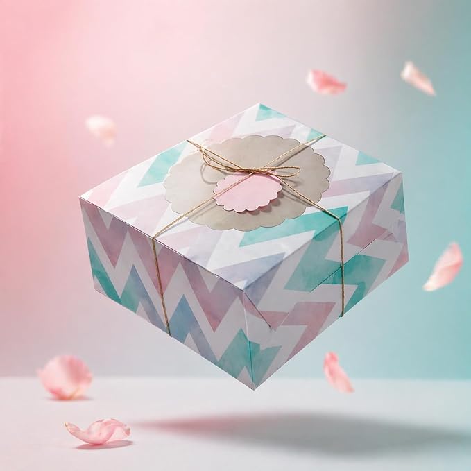 mudrit Cake Boxes with Window 10 Pcs Bakery Boxes for Cakes, Donuts, Brownies, Pie, Pastries and Christmas Cookies: Size 10x10x5 Inches