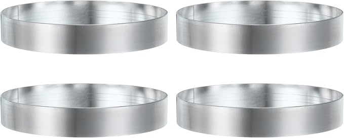 HARFINGTON 4Pcs Round Cake Ring 4.72 x 1 Inch Seamless Stainless Steel Pastry Mousse Dessert Ring Mirror Coating for Baking Cooking English Muffins Crumpet Making Tool