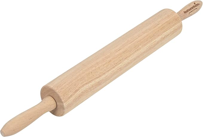 Restaurantware Wood Rolling Pin 1 Count 13 Inches Solid Wood Baking Tool, Ergonomic Dough Roller With Smooth Rotation, Beige Kitchen Pastry Tool for Professional Bakers