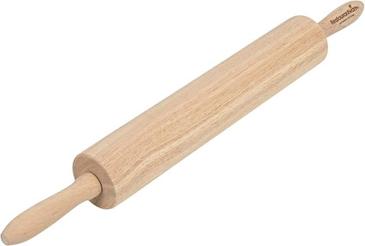 Restaurantware Wood Rolling Pin 1 Count 13 Inches Solid Wood Baking Tool, Ergonomic Dough Roller With Smooth Rotation, Beige Kitchen Pastry Tool for Professional Bakers