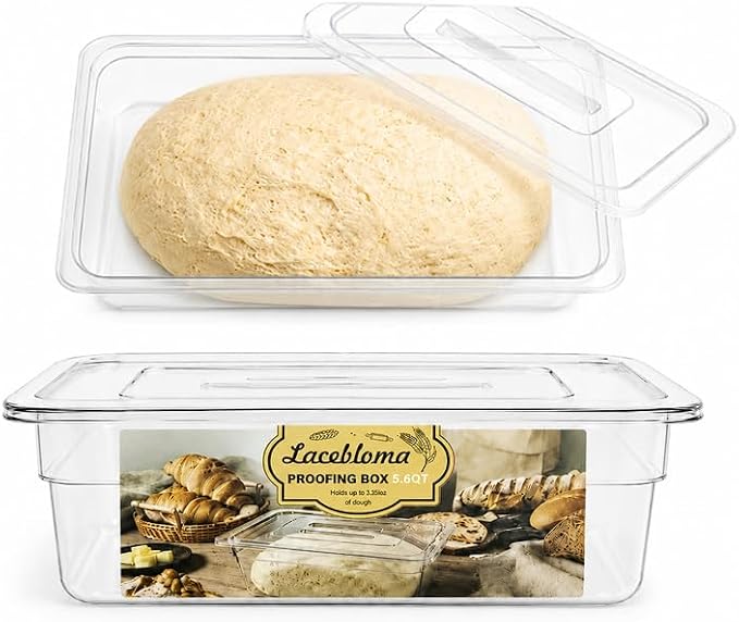 Dough Proofing Container, 5QT Large Capacity Holds Up to 6.6Lb of Dough, BPA-Free Tray with Lid Dough Rising Box for Bread, Sourdough, Pizza