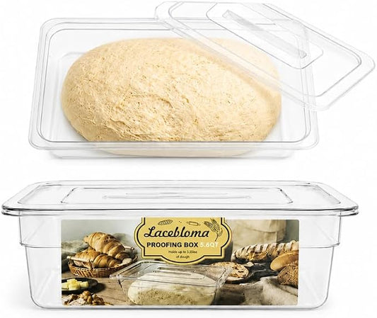 Dough Proofing Container, 5QT Large Capacity Holds Up to 6.6Lb of Dough, BPA-Free Tray with Lid Dough Rising Box for Bread, Sourdough, Pizza