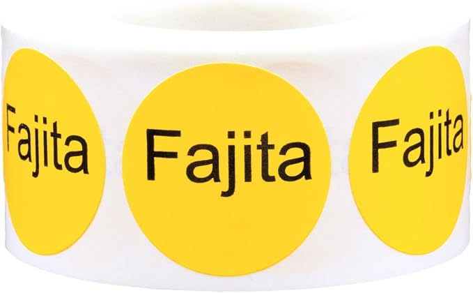 Yellow with Black Fajita Circle Dot Adhesive Stickers, 1 Inch Round Labels, 500 Total Stickers
