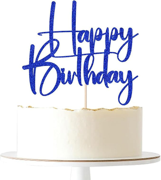 dark blue Happy Birthday Cake Topper, Happy Birthday Cake Bunting Deco, Baby Gender Reveal Party/Anniversary Party Decoration Supplies
