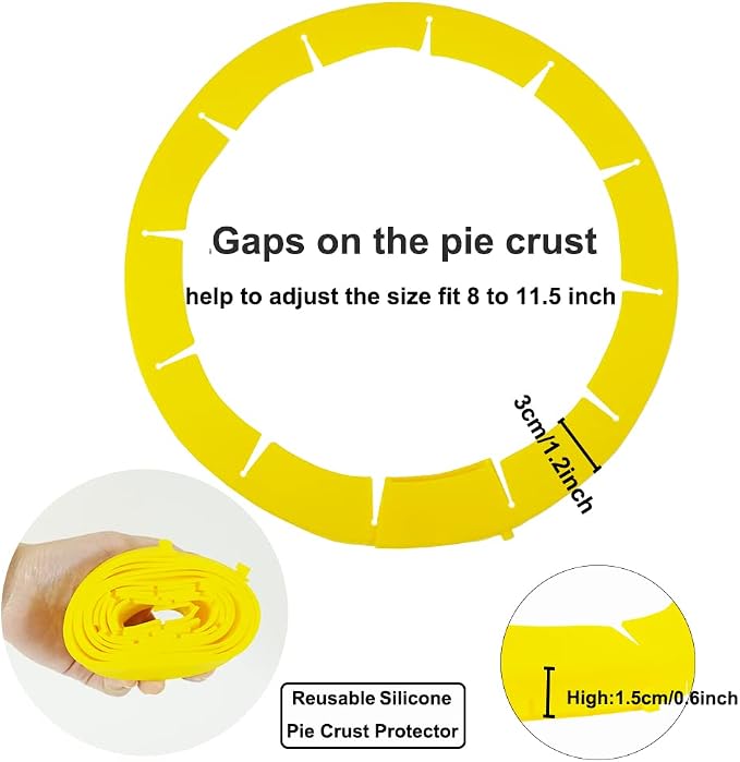Adjustable Silicone Pie Crust Shield Pie BPA-free Protectors Cover Kitchen Tool for Baking Pie Pizza, Fits 8-11.5 Inches Pie (Yellow-2pcs)