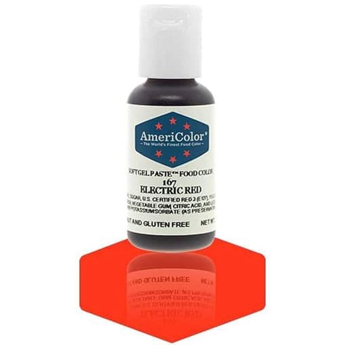 AmeriColor, Electric Red, 0.75 Ounce Bottle, Soft Gel Paste Food Color