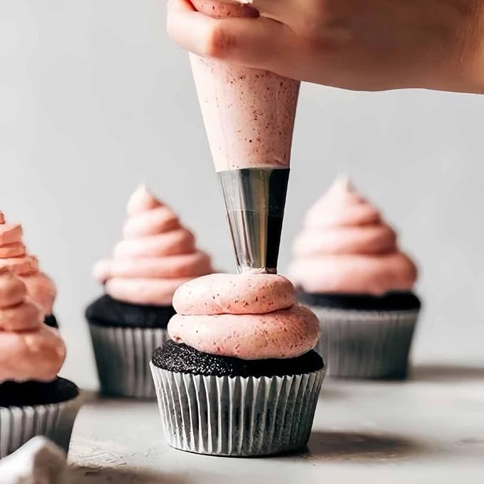 20 PCS Round Piping Tip Stainless Steel Cream Cupcake Nozzles Frosting Macaron Cake Decorating Tools Multipurpose Pastry Piping for Small Pastries Puffs Cupcakes Filling Donuts Other Pastries（5 Sizes）