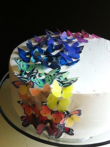Sugar Robot Inc. Edible Butterflies Small Size Premium Crafted Made in the USA Cake and Cupcake Toppers, Decoration (Rainbow)