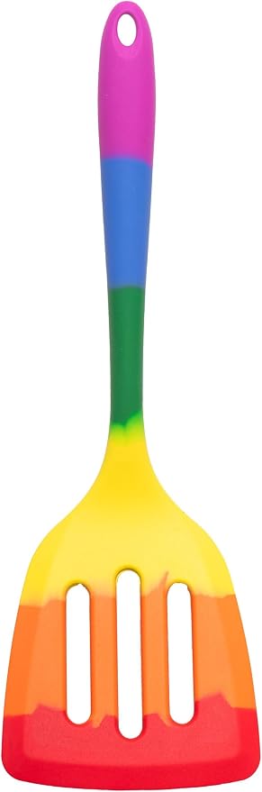 Cooking With Pride Silicone Tools, Non-Stick and Heat-Safe, Includes Slotted Turner, Pastry Brush, and Tongs