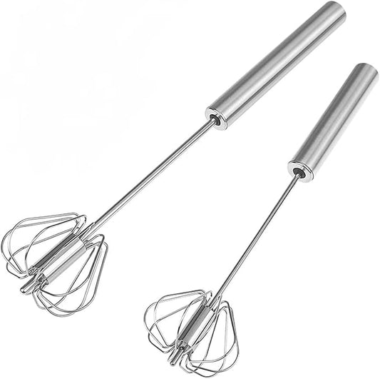 Stainless Steel Whizzy Whisk, Semi Automatic Whisk Egg Whisks Mixer for Stirring, Blending, Whisking, & Beating Blender, Hand Push Mixer (2)