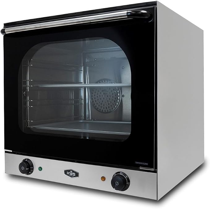 KWS CO-3 1600W Commercial Countertop Convection Oven, 2 Cu. Ft. - 120V, 4-Tier Toaster w/Front Glass Door, Electric Baking Oven