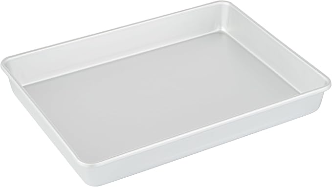 Restaurantware-Met Lux 15 x 12 x 2 Inch Straight-Sided Baking Tins, 12 Rectangular Cake Pans - Oven-Ready, Freezable, Anodized Aluminum Baking Sheet Cake Pans, Greaseproof, For Birthday Cakes