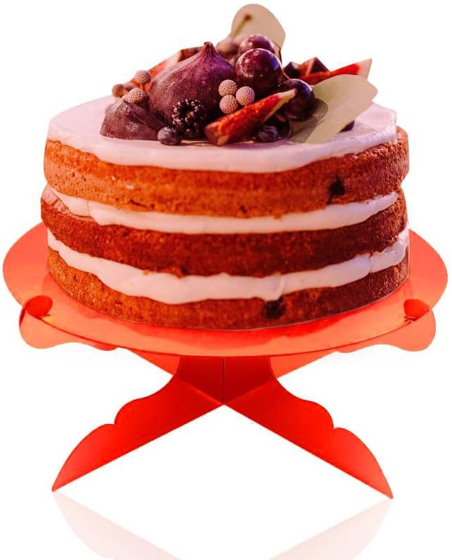 12 inch One Tier Cardboard Cake Stand,Red Cupcake Stand for Birthday Wedding DIY Dessert Decoration