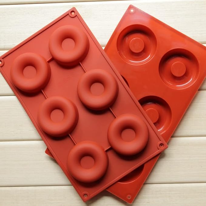 6 Cavity Donut Mold Silicone Non-stick Baking Tray Heat-resistant Reusable Folded Donuts Maker Colorful Soft Dessert Making Tool