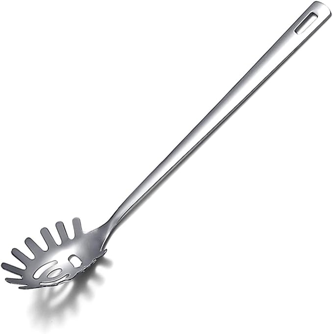 Spaghetti Spoon, Berglander Pasta Server, Stainless Steel Pasta Spoon, Pasta Fork, Noddle Fork, Heat Resistant, Dishwasher Safe, Easy to Clean