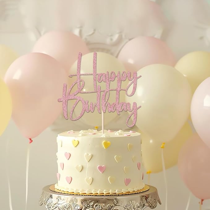 rose gold Happy Birthday Cake Topper, Happy Birthday Cake Bunting Deco, Baby Gender Reveal Party/Anniversary Party Decoration Supplies