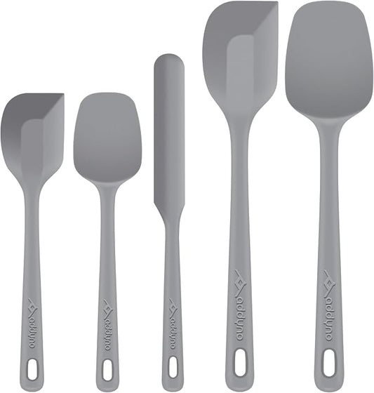 5-Piece Silicone Spatula Set for Baking, 446°F Heat Resistant Non-Stick Cooking Utensils, BPA-Free Food Grade Silicone Scrapers, Non-Scratch Flexible & Dishwasher Safe, Grey