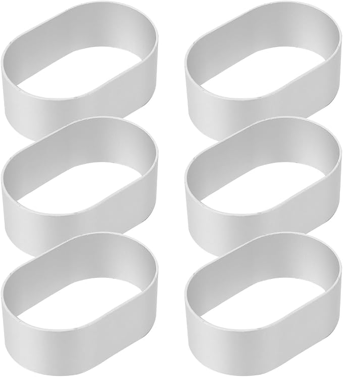 Cabilock 6 Pcs Mini Cake Baking Molds, Aluminum Alloy Non-Stick Oval Ring Molds for Diy Cake Making Pastry Tart Baking
