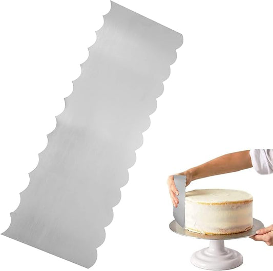 8.6 Inch Stainless Steel Cake Scraper Metal Scraper for Cake Smoother Leveler Scraper Cake Decorating Comb Cake Cutter for Mousse Butter Cream (Style 4)