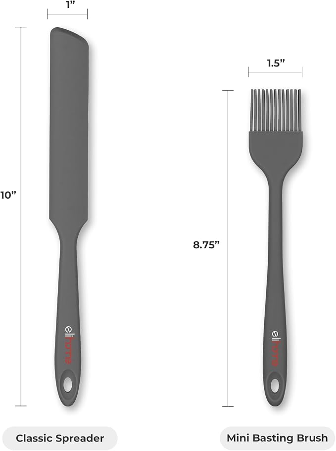 Elihome Mini Silicone Basting Pastry Brush, Cooking Brush for Oil Sauce Butter Marinades, Food Brushes for BBQ Grill Kitchen Baking, Baster Brushes Pastries Cakes Meat Desserts, Food Grade, Dark Grey