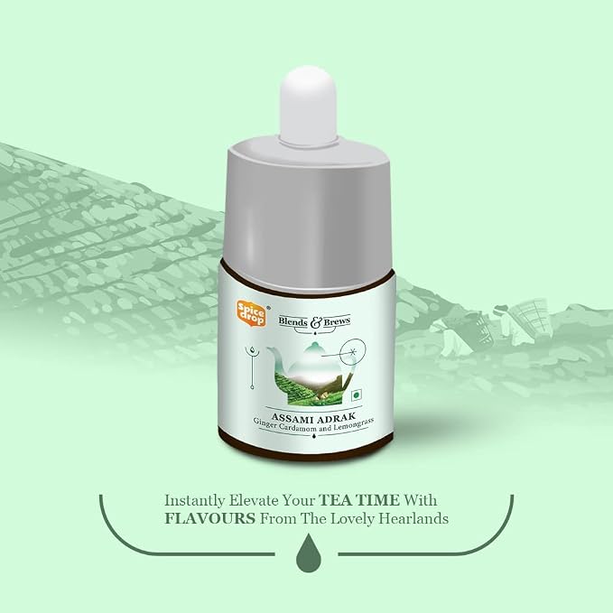 Spice Drop - Tea, Coffee, Latte | Premium Quality & Rich Aroma | Authentic Indian Spices Extract | Pure Spice Blend With No Added Color or Preservative | Unsweetened | Non-GMO | Vegan | Gluten Free| 0.17 Oz | Upto 180 Cups (Assami Adrak, Pack of 1)