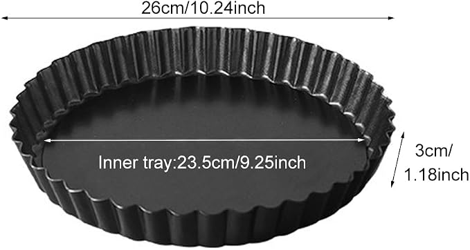Tart Pan Removable Bottom, Pie Pans Non-Stick Pans Pie Round Fluted Tart Tins Baking Pan Mould Tray for Baking Cheese Cakes, Chocolate Tarts, Fruit Pies(10 Inch Outer Diameter)