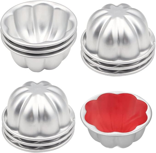 Homaisson 10Pcs Pudding Cup Molds, 3.7''x1.77'' Mini Fluted Cake Pans, Small Fluted Cake Pans for Baking，Non-Stick Jelly Molds, Easy to Demold, Cake Pan Nonstick
