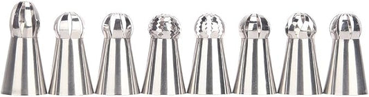 Russian Piping Tips - Professional Sphere Nozzles for Cake Decorating, Set of 8