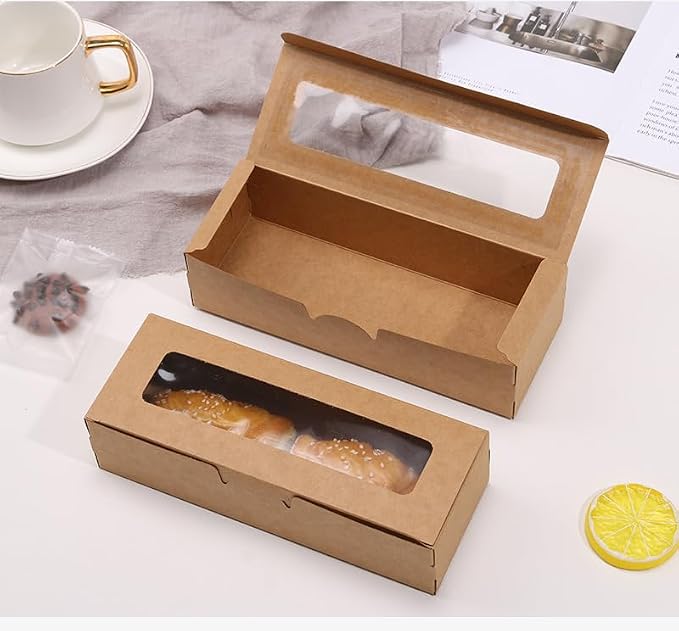 20 Pcs Brown Kraft Muffin Boxes,2x2x7 Small Pastry Boxes with Window,Small Bread Box,For Macaron,Cookies,Candy,Chocolate,Baked Goods Packaging Takeout Boxes