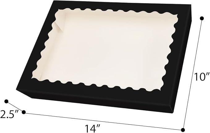 qiqee Auto-pop Up Black Cookie Box with Window 24Pcs 14x10x2.5 inch Pastry Macaron Bakery Box For Packaging