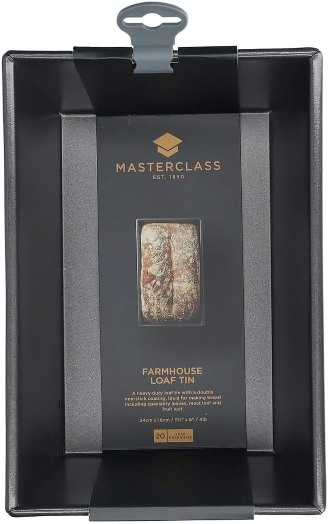 MasterClass 4 lb Loaf Tin with PFOA Free Non Stick, Robust 1 mm Carbon Steel, 24 x 16 cm Large Bread Pan
