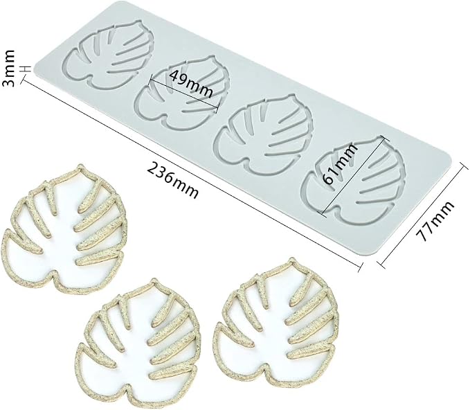 Fondant Silicone Moulds Tropical Leaves Silicone Imprint Mat Gum Paste Press Mold for Cake Chocolate Cupcake Decorating Cake Toppers Candy Cookies Resin Sugarcraft (A_9.44x3.08x0.12inch)
