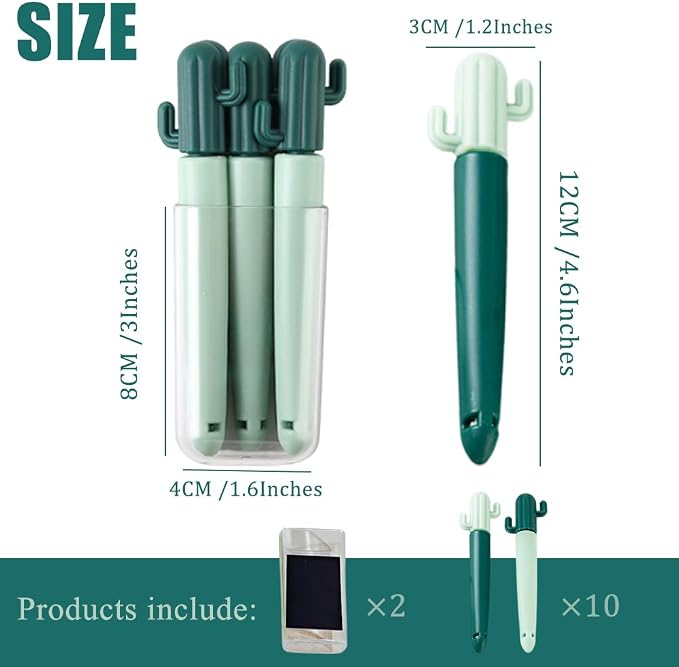 Ouliget Magnetic Refrigerator Sealing Clip,Cute Cactus Shaped Food Packages Clips,Chip Clips with Magnet Storage Box,Kitchen Food Freshness Bag Clip Kitchen Accessories,2 Pieces of 10