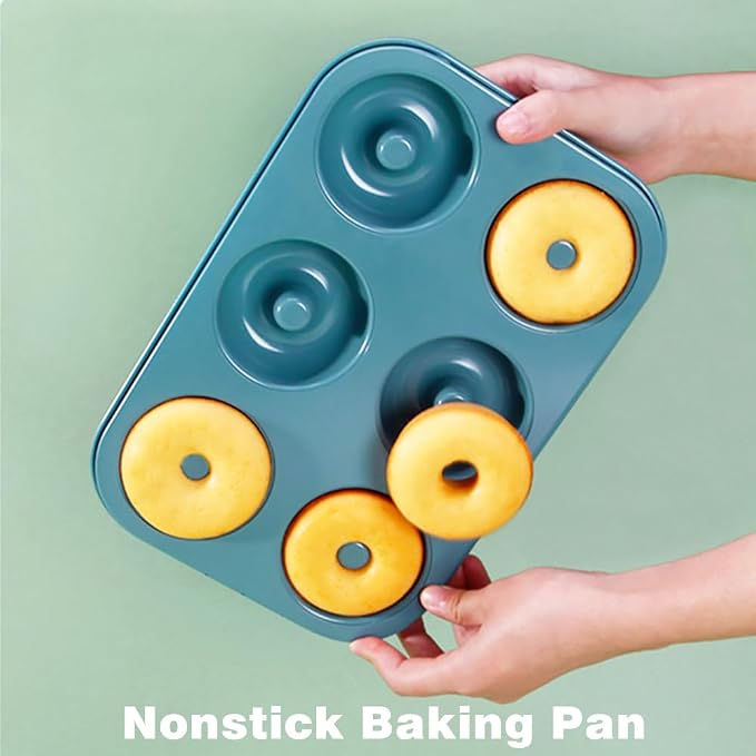 6-Cavity Nonstick Donut Pan Baking Ring Doughnut Pans for Bread Muffin Baking Pastries Cookies, Metal (2 Pack)