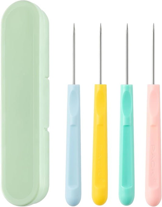 4Pcs 5.2 Inches Sugar Stir Needle, Cookie Scribe Needles Cake Decorating Needle Tool Cookie Decoration Supplies for Baking Lovers（Green