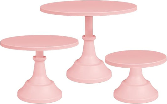 3 Pcs Cake Stand Set Metal Round Cake Holder Cupcake Stands 8/10/12 inch Pink Dessert Display Stands Dessert Table Decorations for Birthday Parties, Baby Shower,Wedding Banquets and Anniversary