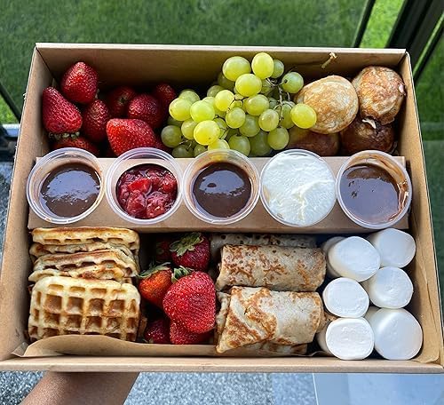 Cute Cardboard Charcuterie Boards with Lid Heavy Duty 10PK, Oil-Proof Pastry Box w/ Wax Paper, Disposable Platter Box Compostable for 4-8 People, Catering Travel Picnic Bakery TakeOut 13"x10"x4"