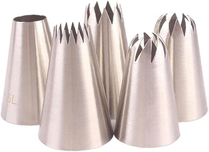5pcs/Pack Large Piping Tips Set Stainless Steel Russian Icing Nozzles Kit Pastry Cupcakes Cakes Cookies Decorating Tool