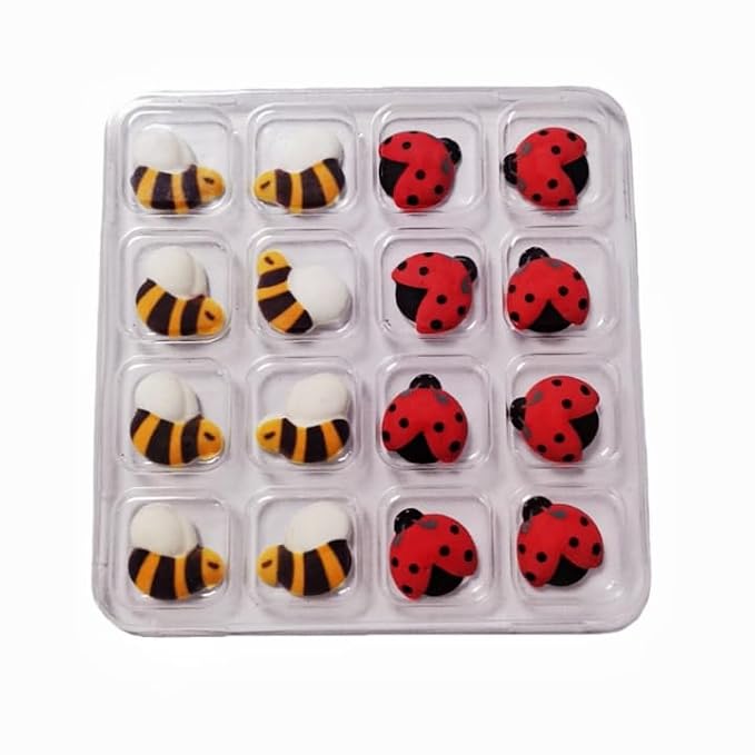 HeDeon&Rles 8 Pcs Edible Ladybugs & 8 Pcs Edible Bees Baking Decoration Candy Sprinkles Cake Cupcake Topper Ice Cream Cupcake Cookies Decoration
