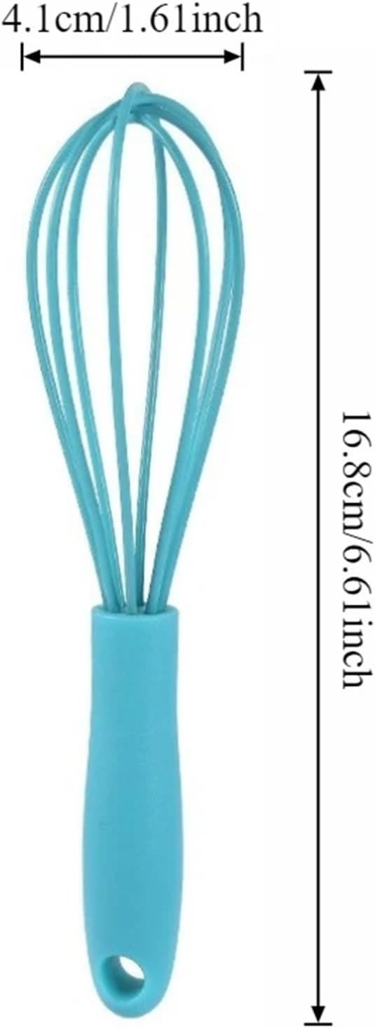 6 Inch Handheld Manual Mixer Silicone Stainless Steel Whisk for Whipping Cream Beating Eggs Mixing Flour Baking Tool(SKY BLUE)